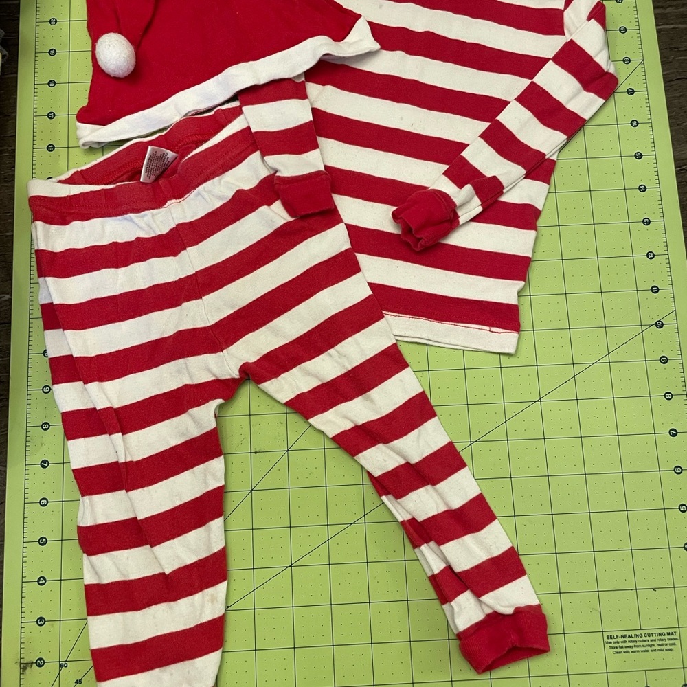 Red and White Striped Kids Pajama Set